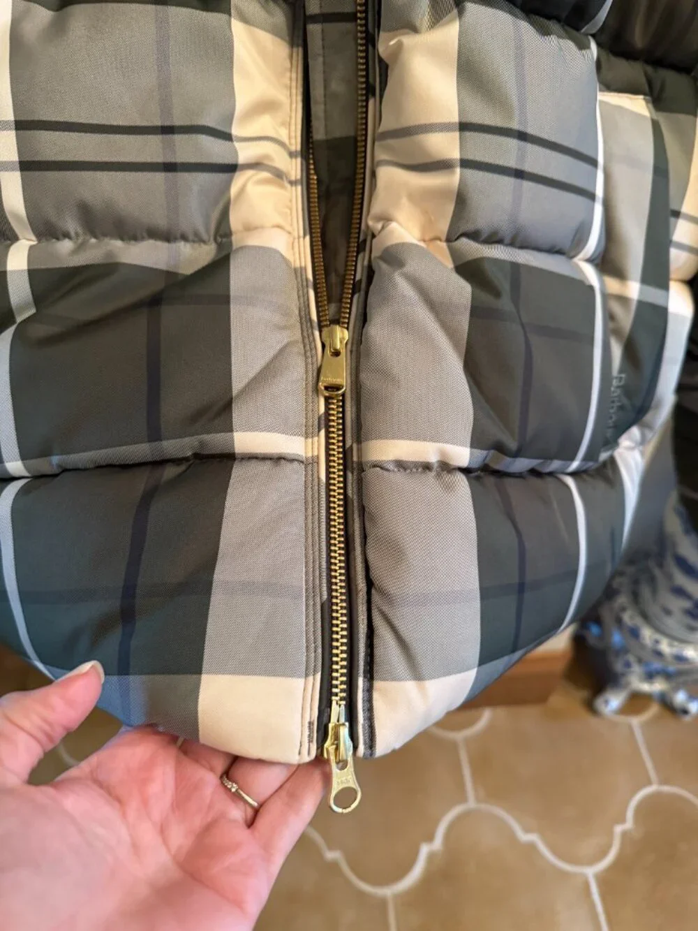 Barbour Germaine Tartan Quilted Puffer Jacket NWT Size 8